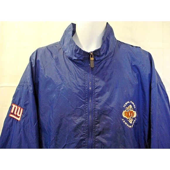 Puma 2001 XXXV Super Bowl Windbreaker NY Giants 2XL Mesh Lined Full Zip Jacket - Picture 2 of 9